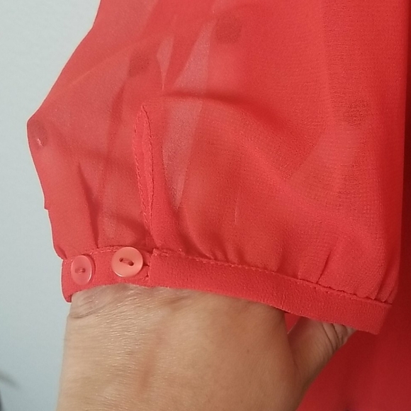 I Jeans by Buffalo NWT Sheer red black Popover Boho Blouse Top Large - Picture 6 of 7